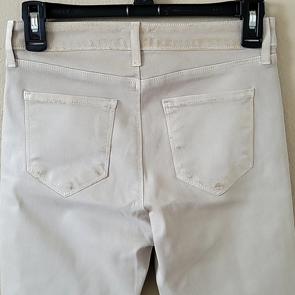 L'Agence Biscuit Gold Glitter Coated Margot High Rise Skin Jeans - Size 26 - Picture 9 of 13